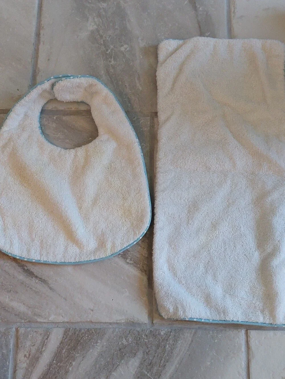 Unbranded Kids Blue Cowboy Print Bib and Burp Cloth Set